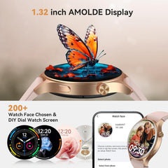 Stylish Smart Watch for Women - Make Calls, Monitor Fitness & Health, 1.32'' AMOLED Display, 110+ Sport Modes, Waterproof, Compatible with iPhone/Samsung/Android