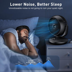 Air Circulator Desk Fan, 22 Db Quiet Fans Cooling for Bedrooms and Office, Efficient Cooling & Circulation, Powerful Airflow Table Oscillating Fan with 3 Speed, 90° Adjustable Tilt, 70° Wide-Angle