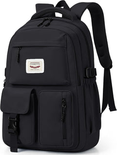 Lightweight School Backpack Womens, Cute School Bag for Teenager Girls, 15.6 Laptop Rucksack Backpack for School Casual Daypacks Travel Backpack for College Work Black 25L