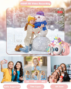 Kids Camera, 1080P HD 2.0" Digital Camera for Kids with 32GB Card, Selfie Toy, Birthday Gifts Presents for Girls Ages 3-12