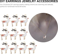 10Pcs Christmas Reindeer Charms Gold Christmas DIY Necklace Bracelet Accessories for Xmas